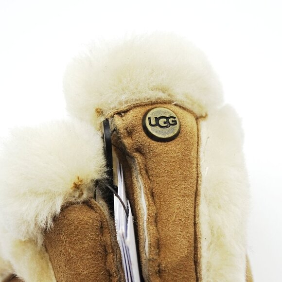 UGG Genuine Steamy Chestnut Color Shearling Suede & Leather Gloves Size M - Picture 5 of 10